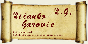 Milanko Garović vizit kartica